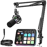 MAONO G1 NEO &amp; PD200XS Gaming Bundle: Audio Mixer and XLR Dynamic Mic | noise reduction, live podcast sessions, recording, creator desk setup, fun controls, complete starter streaming workflow