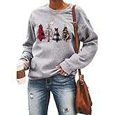 Barlver Women Christmas Fleece Sweaters Long Sleeve Fuzzy Sweatshirts Holiday Graphic Shirts