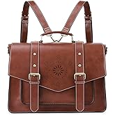 ECOSUSI Backpack for Women Briefcase Messenger Laptop Bag Vegan Leather Satchel Work Bags Fits 15.6 inch Laptops, Coffee
