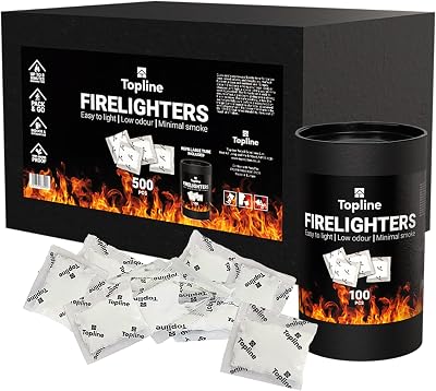 Topline 500 Instant Fire Starter Sachets Refillable Tube Waterproof Wood Burner