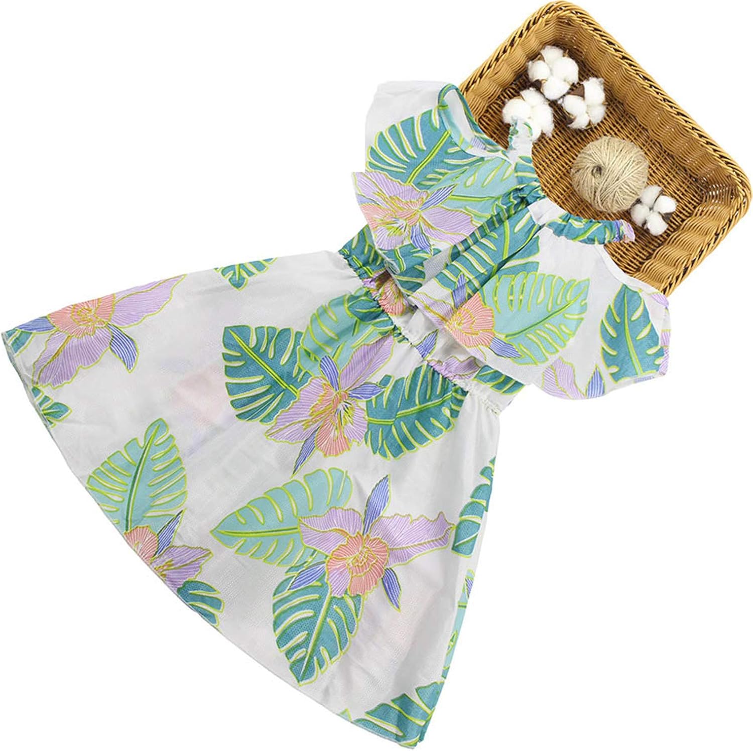 Summer Dresses for Girls Leaf Pattern Dress Kids Off
