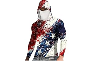 HJINGSUN Fishing Shirts for Men 250 Anniversary USA Shirt UPF 50+ Sun Protection Hoodie Long Sleeve SPF Outdoor Sport Tops
