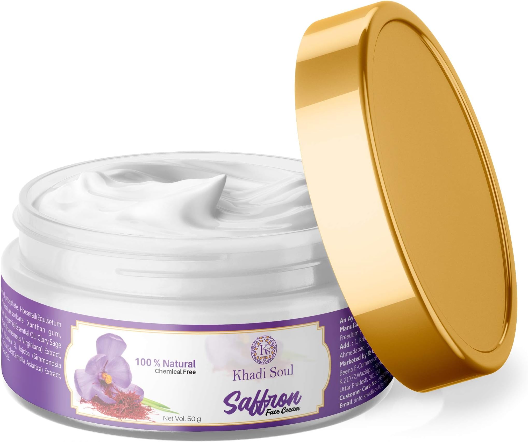 Khadi Global Saffron Face Cream|Deep Hydration|Kashmiri Kesar, 50 g
