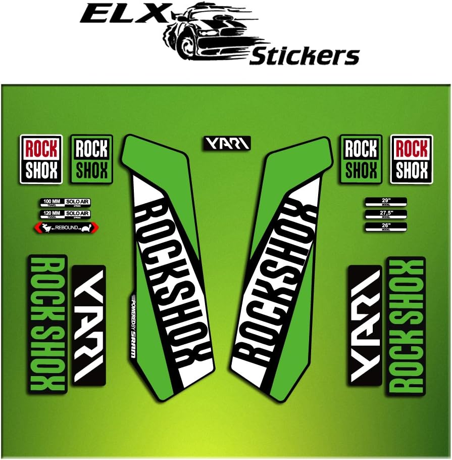 Pegatinas HORQUILLA ROCK SHOX YARI 2016 ELX30 STICKERS AUFKLEBER AUTOCOLLANT DECALS BICICLETA CYCLE MTB BIKE 29" VERDE/GREEN