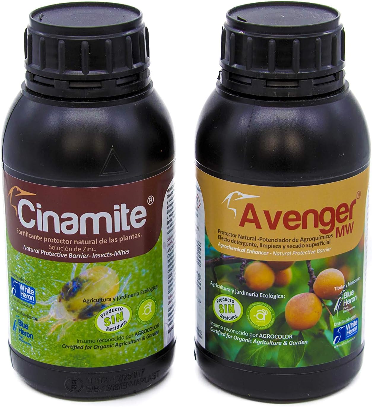 CINAMITE® +AVENGER® (500 m2): Insects&Mites&Fungi; Special fast-acting organic defense barrier and growth enhancing combo for plants. Repairs damage from insects, aphids, spiders, fungi, etc.