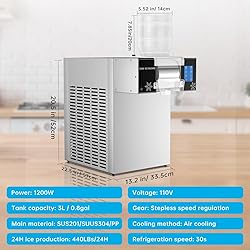 Fajiduo Snowflake Ice Machine, 440lbs/24H
