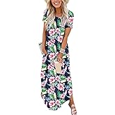 ANRABESS Womens Summer Maxi Dress Short Sleeve Casual Loose Long T Shirt Dresses Split Vacation Beach Sundress Travel Outfits