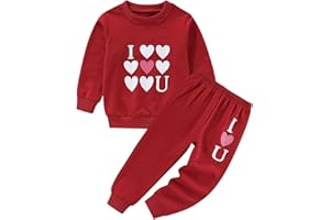 Cute Baby Toddler Girl Clothes - Casual Heart Print Long Sleeves Shirt and Pants Outfit Sweatpants Kids Set