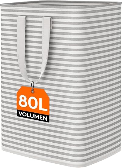Lifewit 80L Collapsible Laundry Basket Hamper with Extended Handles Grey