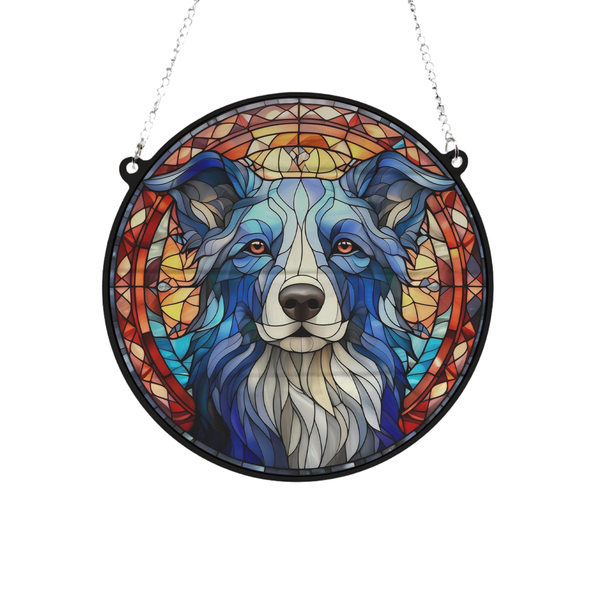 Image Industry Border Collie Stained Glass Effect Suncatcher - Garden Gift - Dog Gift - Pet Memorial (13cm)