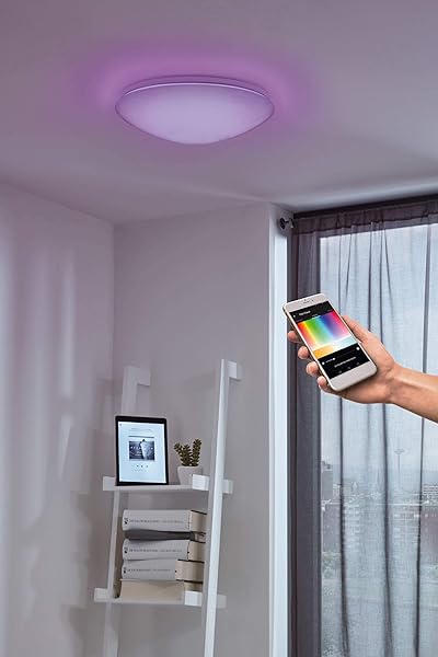 EGLO Lmpara LED de techo de connect Giron C Smart Home lmpara de techo de acero plstico color blanco dimetro de 30 cm regulable tonos blancos y colores ajustables