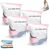 Vacuum Storage Bags, Cube Vacuum Seal Bags, Space Saver Bags for Clothes, Press &amp; seal, No Pump Needed, Comforters, Blankets (4, Medium)