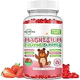 Magnesium Gummies for Kids - Magnesium Glycinate Gummies Supplement with L-Theanine, Vitamin B6, D3 for Kids & Adults Sleep, Calm, Relaxation, Brain, Bones, Sugar Free Strawberry 60ct