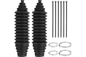 OPZOUR Universal Silicone Rack and Pinion Boot Kit, Dustproof & Waterproof Tie Rod Boot Set for Steering System Protection, Rack and Pinion Rebuild Kit with Adjustable Cable Ties & Locking C-Clamps, Black