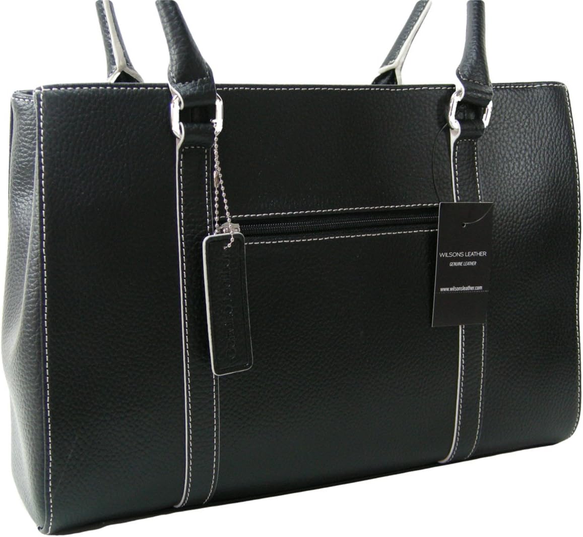 New Wilsons Purse Hand Bag Genuine Black Leather Medium Size Tote It