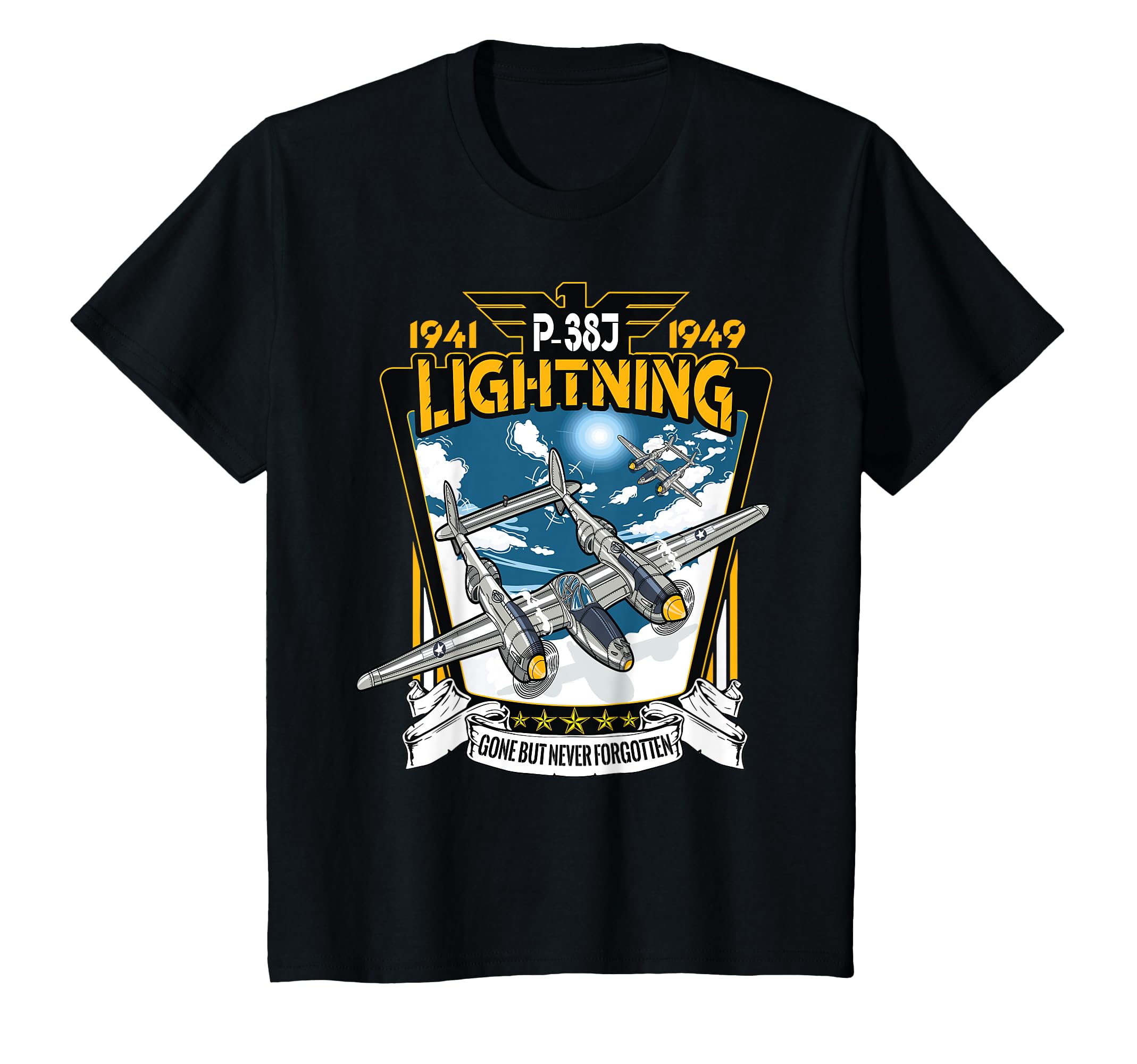 World War 2 American P-38 Lightning Fighter Airplane T-Shirt