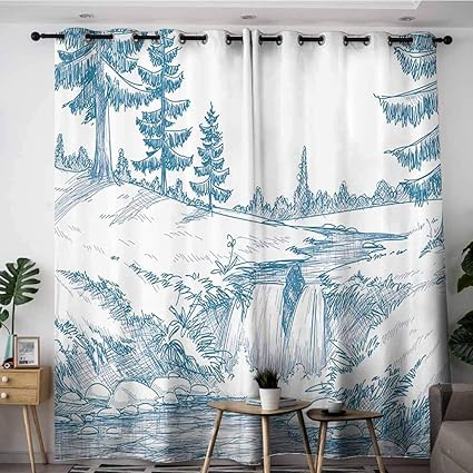 Amazon Com Onefzc Grommet Curtains Rustic Scenic Decor