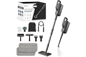 SEYOLA Steam Mop for Floor Cleaning, Steam Cleaner with Detachable Handheld 6-in-1 Multi-purpose Attachments for Hardwood Floors, Clothes, Windows, Tiles Grout, Furniture, Carpet Cleaning (Black)