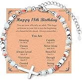 FIEEFX 12 13 14 15 16 17 18 Year Old Birthday Gifts for Girls, Cross Birthday Bracelet Gifts with Birthday Card for Teen Girls Daughter Granddaughter Sister Niece Best Friend