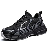 Netanac Steel Toe Shoes for Men Women, Safety Mesh Work Sneakers | Puncture-Resistant Insert, Comfortable EVA+Rubber Cushioning, Breathable Upper, Industrial Work Protection, Reflective Trim
