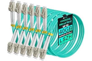 VANDESAIL LC to LC Fiber Patch Cable 6 Pack, OM3 Multimode Fiber, 2m (6.56ft) Duplex Fibers Cables MM 50/125µm 10G LSZH Optical Patch Cable Series