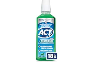 ACT Restoring Zero Alcohol Fluoride Mouthwash 18 fl. oz. Strengthens Tooth Enamel, Mint Burst