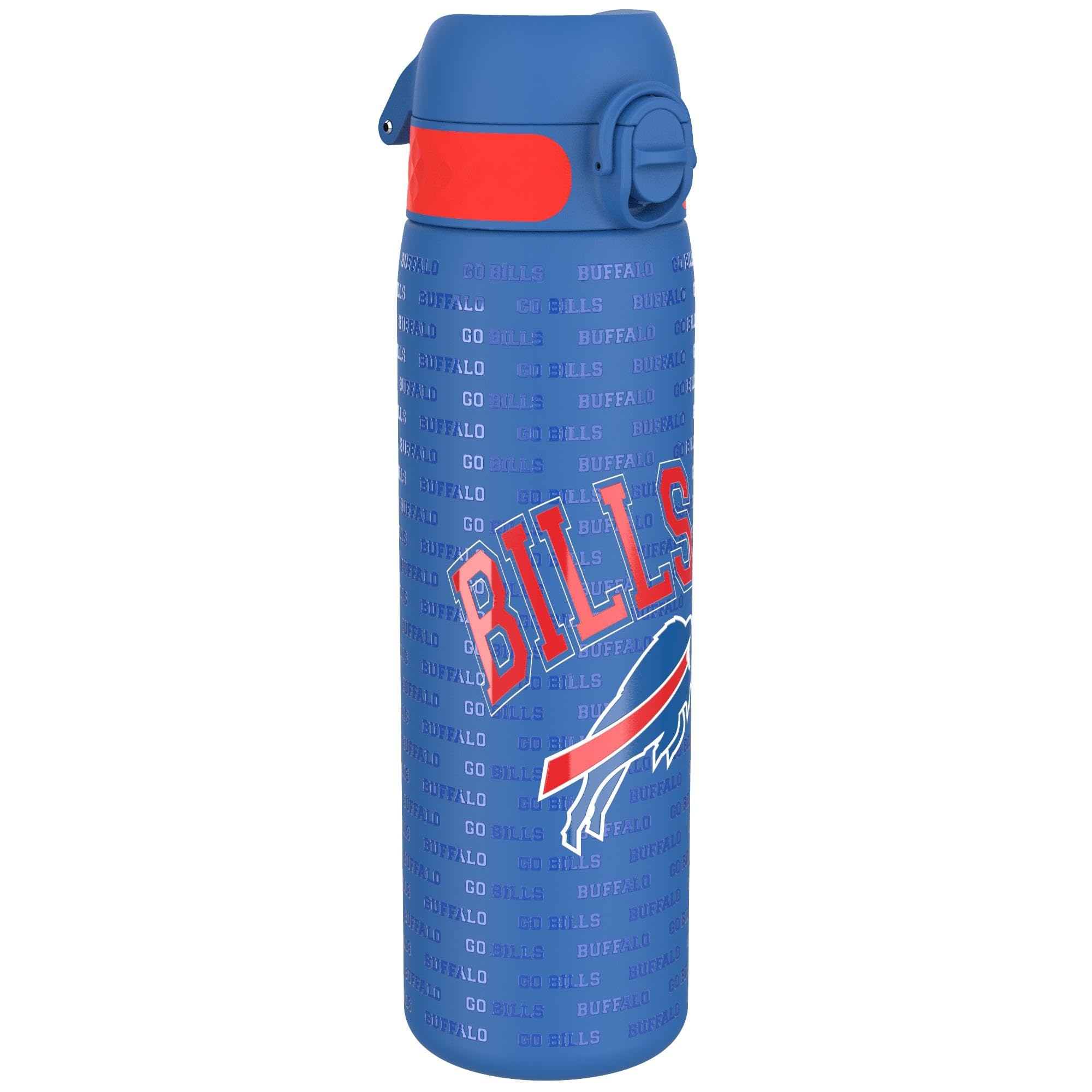 Ion8 NFL Buffalo Bills Lightweight Steel Water Bottle, 600 ml/20 oz, Non-Insulated, Leak Proof, Easy to Open, Secure Lock, Dishwasher Safe, Flip Cover, Fits Cup Holders, Metal Water Bottle — image 1