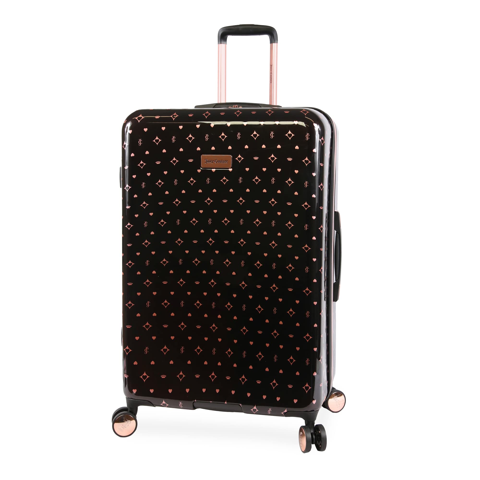 Juicy Couture Women's Arwen Spinner Luggage, Black/Rose Gold, 2pc Set