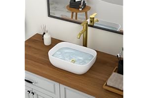 Logmey 18 Inch Bathroom Sink 18x14 Countertop Vessel Sink Rectangular Large Porcelain Ceramic White Bathroom Sink Modern Above Counter Vanity Sink Bowl