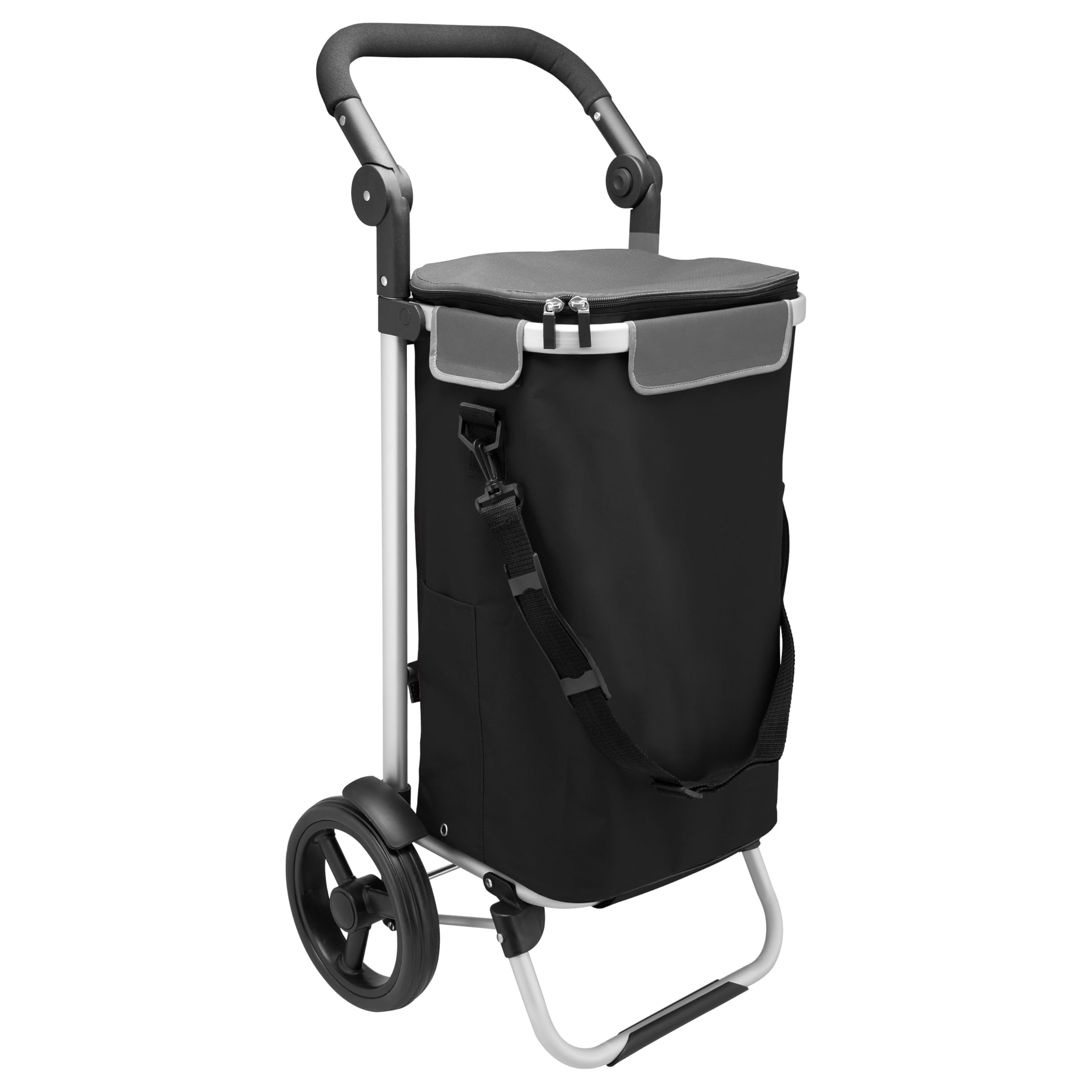 bremermann Shopping Trolley JEEBEL, Shopping Basket with Removable Bag and Collapsible Handle (Black)