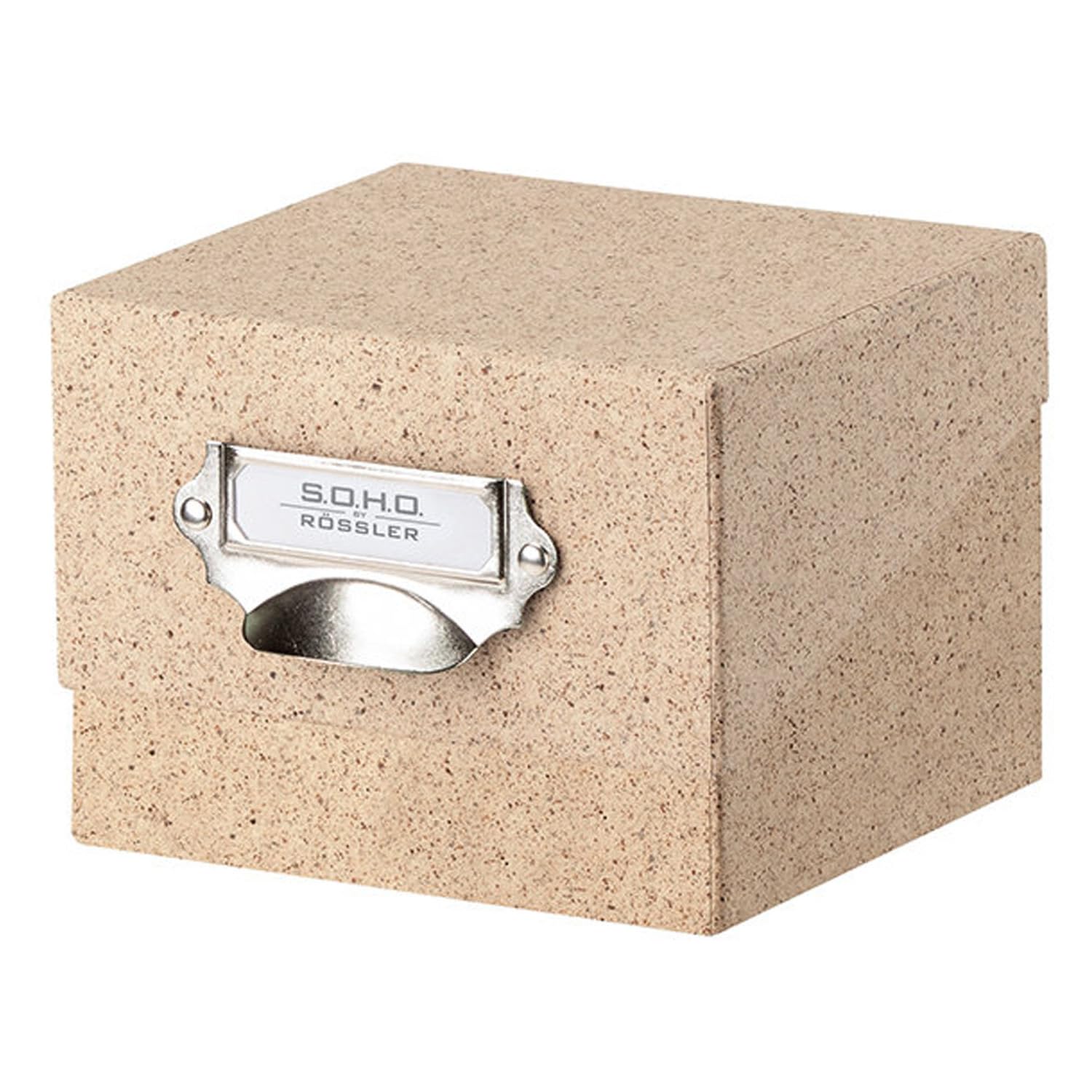 Rössler Papier 1325452390 - S.O.H.O. Photo Box Storage Box, Cacao, 167 x 125 x 152 mm, with Writeable Insert, Pack of 1, Index Box DIN A6 — image 1