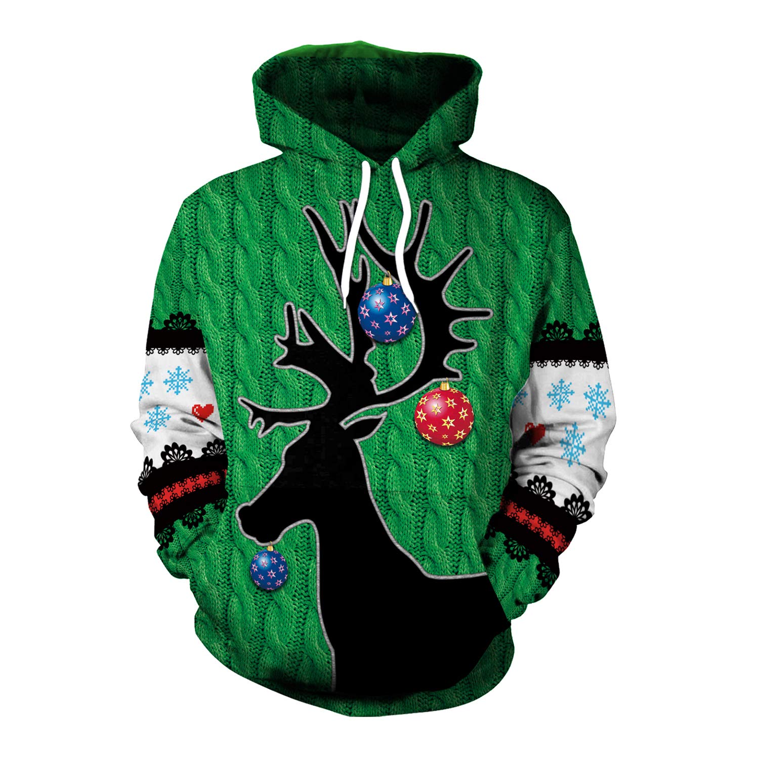 eBoutik - Christmas Novelty Hoodie - Fancy Dress Fashionable Magic Christmas Pullover For Parties, Festivals, Sacret Santa - (Reindeer Silhouette M)