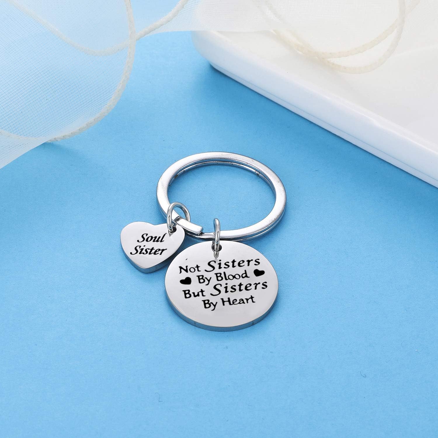 Nimteve Soul Sister Gifts Not Sisters By Blood But Sisters By Heart Sister Keyring Best Friends Gifts Friendship Jewellery Big Sis Little Sis Gifts From Sister (Sisters By Heart Style 1) - Image 5