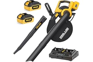 ZEGJAW Cordless Leaf Blower & Vacuum, 3-in-1 Leaf Vacuum Mulcher with Bag, 40V 330CFM Battery Leaf Blower with 2x4.0Ah Battery & Charger for Lawn Care, 5-Speeds Variable Control