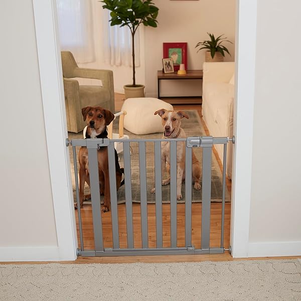 SAFETY 1ST WALK THROUGH BABY GATE WITH DOOR, ADJUSTABLE PRESSURE MOUNT LIFT, DOG GATES, FITS 29″-38″ WIDE, 1-PACK, SILVER