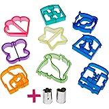 Fun Sandwich and Bread Cutter Shapes for kids - 9 Crust & Cookie Cutters - PLUS 2 FREE Mini Heart & Flower Stainless Steel Vegetable & Fruit Stamp Set - Loved by both Boys & Girls alike!