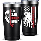 Fufandi Hockey Gifts, Gift Hockey Player for Men Boy - Hockey Lover Sports Love Travel Coffee Tumbler 20oz - Eat Sleep Hockey Repeat