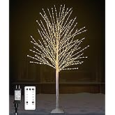 6FT Lighted Birch Tree with 880 LED Warm White Lights, 8 Modes, Timer Remote Faux Prelit Twig Christmas Tree, Light Up Trees for Indoor Outdoor Xmas Holiday Party Decoration