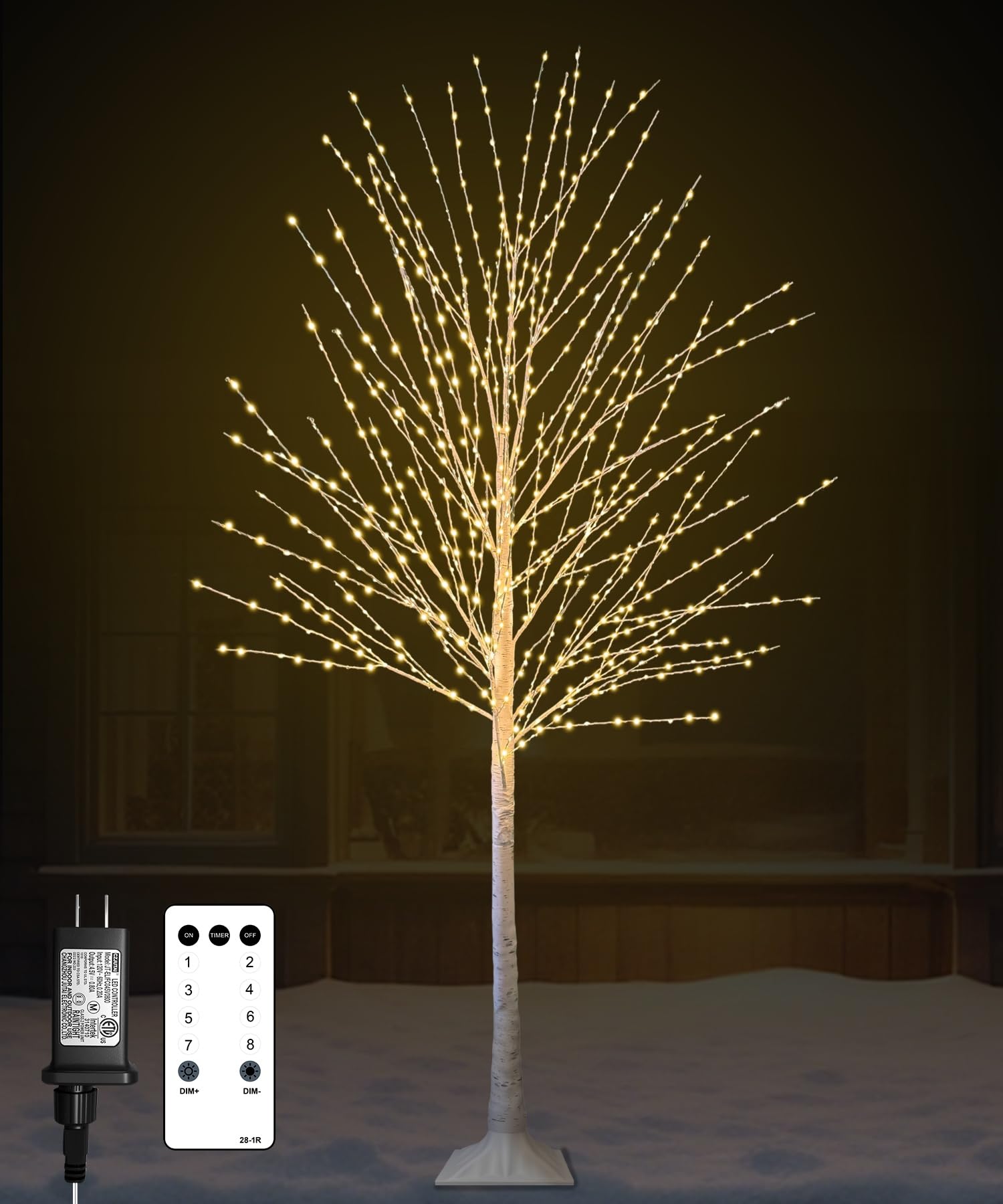 Photo 1 of 6FT Lighted Birch Tree with 880 LED Warm White Lights, 8 Modes, Timer Remote Faux Prelit Twig Christmas Tree, Light Up Trees for Indoor Outdoor Xmas Holiday Party Decoration