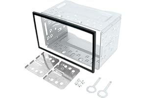 QLOUNI Double Din Installation Kit, Universal Double DIN Installation Cage Kit Slot Metal Car Stereo Radio Mounting Frame, Compatible for Passat/MK3/Jetta Panel Frame