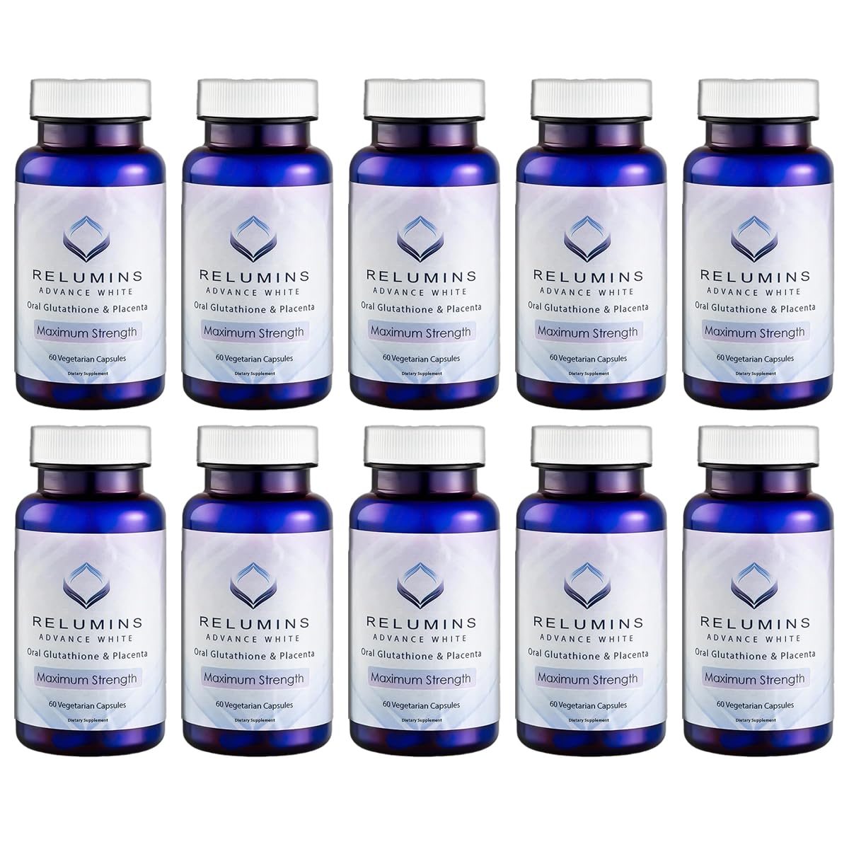 Relumins Advanced White Glutathione Capsules - Max Strength Brightening  Supplement with ALA, Placenta, Rose HIPS & Vitamin C - Fights Oxidative  Stress, Supports Collagen & Made in USA