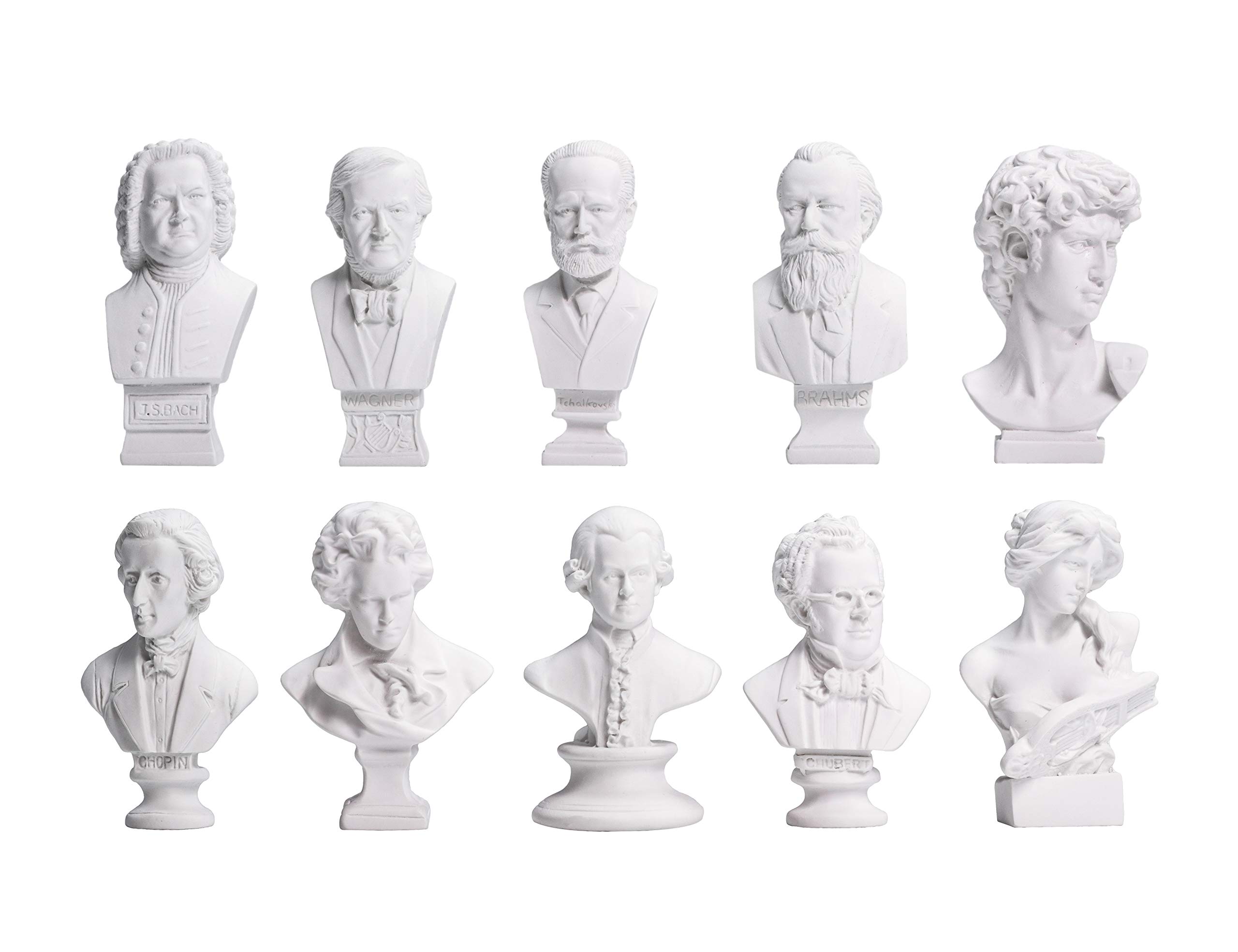 zamonji Pack of 10 Mini Classic Composer Musicians Resin Bust Statues Sculpture Dollhouse Accessories Desk Decoration