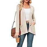 Poplab Womens Long Sleeve Open Front Cardigans with Pockets Casual Lightweight Cover Ups for Layering