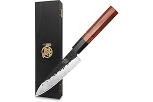 MITSUMOTO SAKARI 5.5 inch Japanese Hand Forged Paring Knife, High Carbon Steel Fruit and Vegetable Knife, Professional Kitche