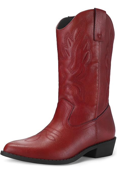 Botas Rojas Con Punta Cuadrada Para Mujer Botines De Piel Rojos Con La
