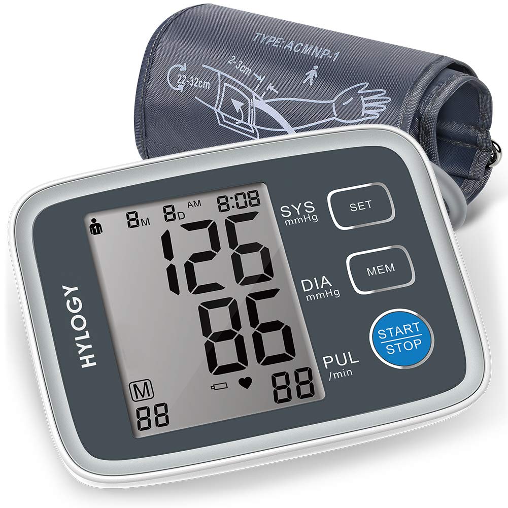 HYLOGY Tensiómetros de Brazo Memoria (2 * 90) Certifica FDA CE (gris)