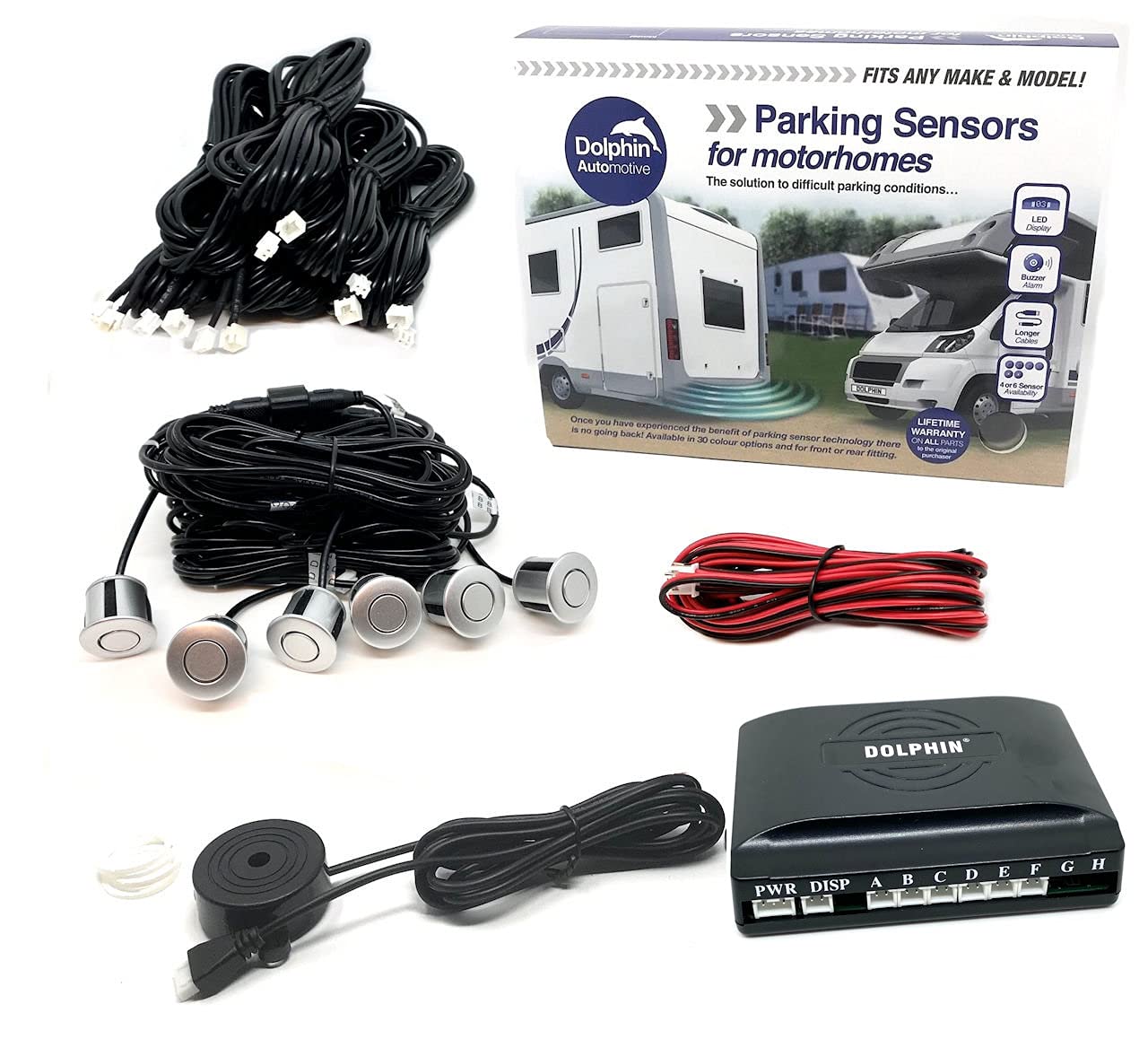 Dolphin Automotive MPS600 Motorhome Camper Van RV Reverse Parking Sensors With Audio Buzzer (Silver)