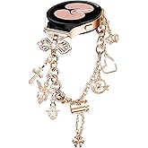 HAYONLIY Bling Bands Compatible for Samsung Galaxy Watch 7/FE/6/5/4 40mm 44mm, 5 Pro, Watch 6/4 Classic 43mm 47mm 42mm 46mm, 20mm Metal Diamond Jewelry Strap, Charms Adjustable Bracelet for Women