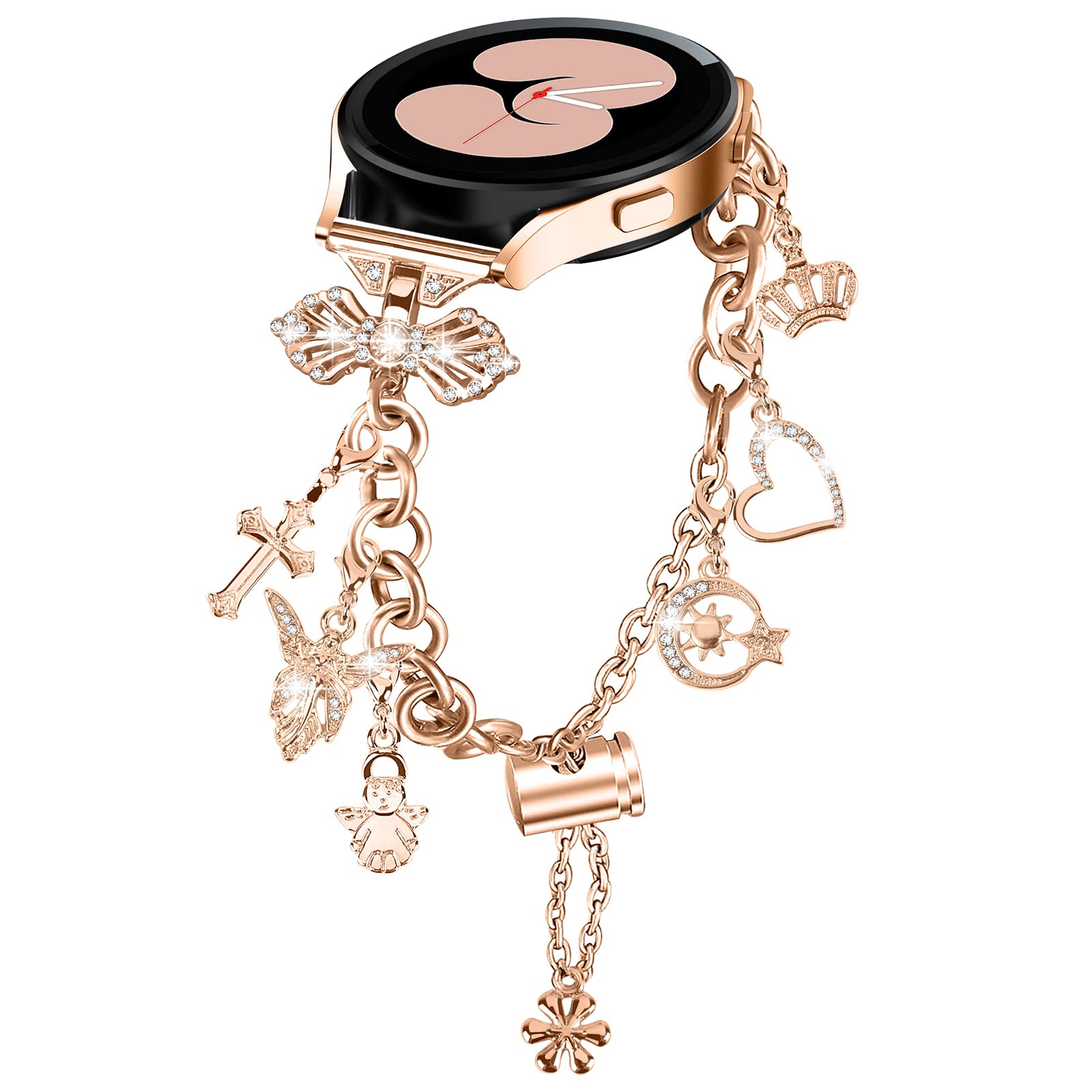 HAYONLIY Bling Bands Compatible for Samsung Galaxy Watch 7/FE/6/5/4 40mm 44mm, 5 Pro, Watch 6/4 Classic 43mm 47mm 42mm 46mm, 20mm Metal Diamond Jewelry Strap, Charms Adjustable Bracelet for Women