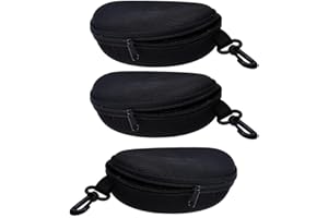3 Pack Zipper Eye Glasses Sunglasses Storage Box,Portable Hard Shell Sunglasses Case,Hard Case for Eyeglasses with Hook and C